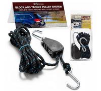 Rope Ratchet 10025 - Polea de Amarre de trinquete de 3/8 Pulgadas, con Cuerda de Polipropileno Trenzado sólido de 15 pies, Capacidad de Peso de 250 Libras