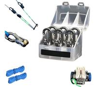 Rope Roller Tensioner with Locking Buckle, 6PCS Knot-Free Paracord Adjuster，2x10ft Ropes, Luminous Tape & Knot Practice Board, Retractable Buckle for Camping,Truck Cargo & Outdoor Guyline (White, A)