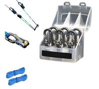 Rope Roller Tensioner with Locking Buckle, 6PCS Knot-Free Paracord Adjuster，2x10ft Ropes, Luminous Tape & Knot Practice Board, Retractable Buckle for Camping,Truck Cargo & Outdoor Guyline (White, B)