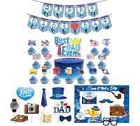 Ropniik 33 Piezas Decoraciones Para La Fiesta Del Día Del Padre,Fathers Day Diy Photobooth Accesorios,Feliz Día Del Padre Banner,Best Dad Decoración De Pasteles Cake Topper Artículos Para Fiestas
