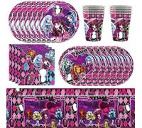 Ropniik 51 Piezas Monster Hoch Vajilla Para Fiestas,Decoración Cumpleaños Juego De Vajilla De Monster Girl Suministros De Cumpleaños Infantiles Vasos Platos Mantel Servilletas 10 Personas