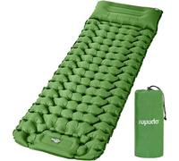 ropoda Colchoneta de Dormir Ultraligera, colchón de Camping con Almohada, Bomba de pie integrada, colchón autoinflable con Bolsa de Transporte, 77 x 27 x 3.9 Pulgadas (Verde)