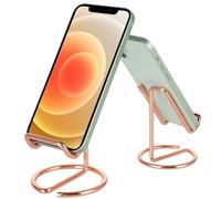ROPOSY Paquete de 2 soportes para teléfono celular para escritorio, lindo soporte de metal oro rosa para teléfono celular, accesorios de escritorio, compatible con todos los teléfonos móviles, iPhone
