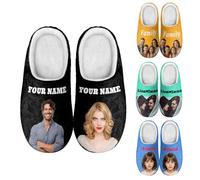 RoPox Pantuflas de Algodón Personalizadas, Personalizables con fotos y texto, suelas de Goma antideslizantes el interior de los zapatos Furry, Regalos Personalizados para Familiares y Amigos