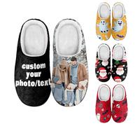 RoPox Pantuflas de Algodón Personalizadas, Personalizables con fotos y texto, suelas de Goma antideslizantes el interior de los zapatos Furry, Regalos Personalizados para Familiares y Amigos