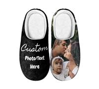 RoPox Pantuflas de Algodón Personalizadas, Zapatillas de Estar por Casa Personalizadas con Foto - Algodón Suave de Felpa para Invierno - Forma Casual, Regalos Divertidos para Hombres y Mujeres