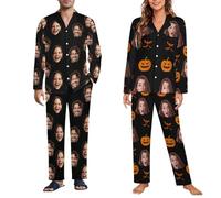 RoPox Pijama para Unisex Paquete,Diseños Personalizados con Caras de Personas y Mascotas, per Relax o da Notte, con Tasche, Pantalones de Pijama para Hombre y Mujer