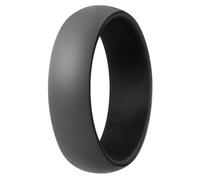 ROQ Anillo de boda de goma de silicona para hombre, alianza de boda, banda de compromiso de goma transpirable, 9 mm de ancho, 2 mm de grosor, estilo cúpula y 2 líneas finas, colección Duo, varios