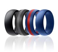 ROQ Anillo de boda de silicona para hombre, bandas de goma de silicona, estilo clásico, sólido y a rayas, 11.5-12 (21.3mm), Silicona, Sin piedras preciosas