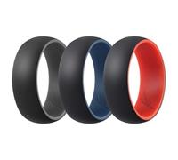 ROQ Anillo de boda de silicona para hombre - Colección Duo - Bandas de boda de goma de silicona - Estilo clásico, 12, Silicona, Sin piedras preciosas