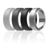 ROQ Anillo de boda de silicona para hombres, bandas de boda de goma de silicona, diseño elegante, 11.5 - 12 (21.3mm), Metal, Sin piedras preciosas,