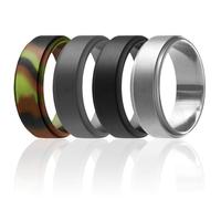 ROQ Anillo de boda de silicona para hombres, bandas de boda de goma de silicona, diseño elegante, 12.5 - 13 (22.33mm), Metal, Sin piedras preciosas,