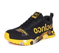ROQOTGH Zapatillas de Seguridad Punteras de Acero, Zapatos de Seguridad Ligeros para Hombre, Zapatos de Trabajo con Cojín de Aire para Mujer, Transpirables Amarillo 45EU