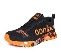 ROQOTGH Zapatillas de Seguridad Punteras de Acero, Zapatos de Seguridad Ligeros para Hombre, Zapatos de Trabajo con Cojín de Aire para Mujer, Transpirables Naranja 47 EU