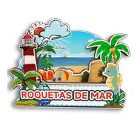 Roquetas de Mar España Imán 3D para nevera de madera, recuerdo de ciudad, recuerdo, calcomanías para nevera, hogar, cocina, decoración de pizarra blanca