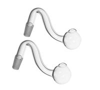 RORA 2pcs Glass Oil Burner Water Pipes Bong - 10mm 14mm 18mm Male Female Clear Thick Bowl For Oil Rigs Glass Bongs Thick Big Bowls For Smoking (14mm Male)