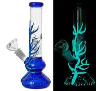 RORA Bong de Vidrio de Fluorescencia Alta de 10 Pulgadas Bong Cool Reciclar Plataformas petroleras Fumar Iluminar Bongs Pipa de Agua (Azul)