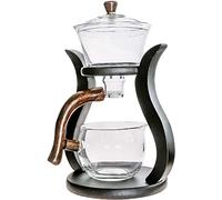 RORA Juego de Tetera de Cristal Semiautomática Con Tapa Giratoria Para Flujo de Agua Magnético - Vidrio y Madera (Sin Tazas)