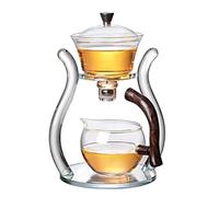 RORA Lazy Kungfu - Juego de té de cristal magnético con tapa giratoria semiautomática (naranja)