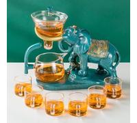 RORA Lazy Kungfu - Juego de té de cristal magnético para desviar el agua, cubierta giratoria, cuenco semiautomático de cristal (elefante)