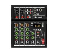 Rordigo -A4 Consola de DJ Digital Portátil Profesional con Mezclador USB Border Mezclador de Audio de 4 Canales para Canto en Negro