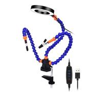 Rordigo Base de Abrazadera de Mesa Manos Amigas Herramienta de Soldadura de Tercera Mano con Lupa Iluminada por LED 3X Soporte de Placa PCB-B