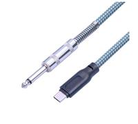 Rordigo Cable de Audio para Guitarra Macho de 6,35 mm A USB Tipo C Macho Cable de GrabacióN de 1/4 Pulgada A USB-C Cable de GrabacióN de Guitarra A USB C de 3 Metros