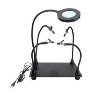 Rordigo Helping Hands Soldadura, Soporte de Soldadura con Lupa 6X con Luz, Soporte de Placa de Circuito 4 de Metal Flexibles