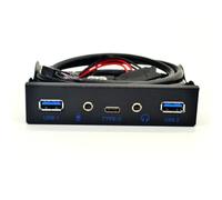 Rordigo HUB USB 5 Puertos USB 3.1 Type-C USB 3.0 Panel Frontal Audio HD Conector para Auriculares de 3,5 mm Adaptador de Expansión de Micrófono para Escritorio de 3,5 Pulgadas