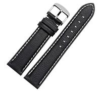 RORFFK Banda de reloj de cuero genuina para Watch TicWatch 2 Relojes Correas de 20 mm Pins de liberación rápida(Black X white line,22mm)