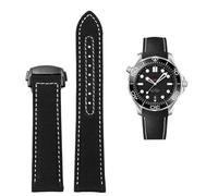 RORFFK Correa de cuero de nailon de alta densidad para Omega New Seamaster 300 Super Master AT150, correa de tela de cuero AQUA TERRA para hombre, 19mm, 20mm(Black White black,20mm)