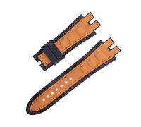 RORFFK Correa de cuero nobuk para reloj, accesorios de correa de silicona de 28mm, negro, azul, rojo y amarillo, compatible con correa Roger Dubuis para serie EXCALIBUR(Orange 2)