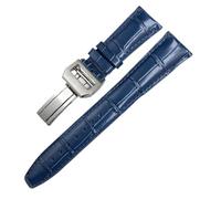 RORFFK Correa de reloj de cuero Cuero de vaca Real para relojes de piloto de la familia IWC Portugieser Porotfino, correa de reloj de 20mm, 21mm y 22mm, hebilla plegable(Blue Square buckle,21mm)