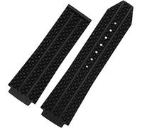RORFFK Correa de reloj de goma de silicona negra 25 x 19 mm 25 x 17 mm para correa Hublot para Big Bang Watch Band Butterfly Hebilla pulsera logo herramienta, With gold buckle, Acetato, Sin piedra