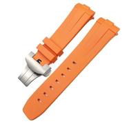 RORFFK Correa de reloj de goma de silicona suave natural, negra, verde, 24mm, apta para Panerai PAM00111/441, pulsera resistente al agua con hebilla de mariposa(Orange,Black Buckle-24mm)