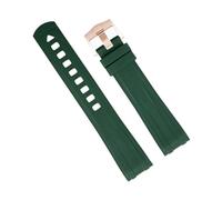 RORFFK Correas de reloj de caucho fluorado FKM de calidad, extremo curvado de 20mm, para correa Omega, Seamaster 300, pulseras de reloj de buceo, hebilla de Pin(Green)