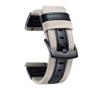 RORFFK Correas de reloj Tela de lona clásica con correas de reloj híbridas de cuero genuino Pulsera de repuesto con hebilla negra 18/20/22 mm(Khaki,18mm)