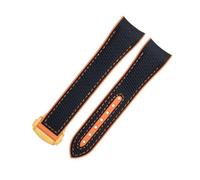 RORFFK Para correa Omega para esfera de 43,5mm Seamaster 600 pulsera hebilla plegable 21mm suave FKM Fluororubber textura de nailon correa de reloj de goma completa(Black Orange 9,21mm)