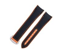 RORFFK Para correa Omega para esfera de 43,5mm Seamaster 600 pulsera hebilla plegable 21mm suave FKM Fluororubber textura de nailon correa de reloj de goma completa(Black Orange5,21mm)