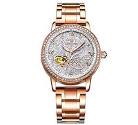 RORIOS Fashion Mujer Relojes de Pulsera Mecánico Automático Brillante Cielo Estrellado Dial Acero Inoxidable Correa Relojes de Mujer
