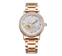 RORIOS Fashion Mujer Relojes de Pulsera Mecánico Automático Brillante Cielo Estrellado Dial Acero Inoxidable Correa Relojes de Mujer