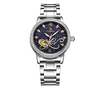 RORIOS Fashion Mujer Relojes de Pulsera Mecánico Automático Brillante Cielo Estrellado Dial Acero Inoxidable Correa Relojes de Mujer