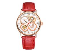 RORIOS Fashion Mujer Relojes de Pulsera Mecánico Automático Brillante Mujer Banda de Cuero Relojes