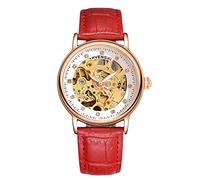RORIOS Fashion Mujer Relojes de Pulsera Mecánico Automático Brillante Mujer Banda de Cuero Relojes