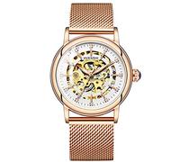 RORIOS Fashion Mujer Relojes de Pulsera Mecánico Automático Esqueleto Dial Acero Inoxidable Correa Relojes de Mujer