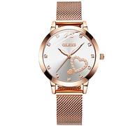 RORIOS Fashion Mujer Relojes Moda Cuarzo Pulsera Relojes con Crystals Elegante Niña Relojes con Mesh Correa en Acero Inoxidable Women Watches