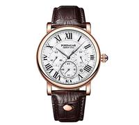 RORIOS Hombre Reloj Cronógrafo Elegante Cuarzo Impermeable 30M Cuero Marrón Rosa Blanco Creativo