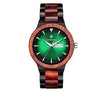 RORIOS Hombre Reloj de Madera Luminoso Analógico Cuarzo con Fecha Natural
