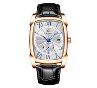 RORIOS Hombre Relojes Analógico Cuarzo Reloj Calendario con Correa de Cuero Deporte Reloj de Pulsera Casual Relojes para Hombre