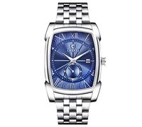 RORIOS Hombre Relojes Analógico Cuarzo Reloj en Acero Inoxidable Impermeable Negocios Reloj de Pulsera Calendario Negocios Relojes